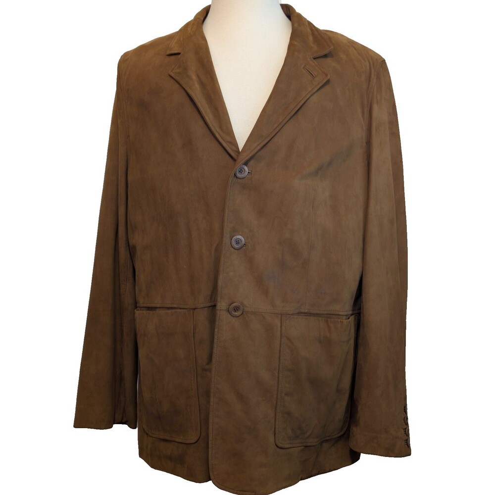 Vtg Daniel Cremieux Suede Leather Jacket Men's XL Plaid Wool Lined Coat Brown